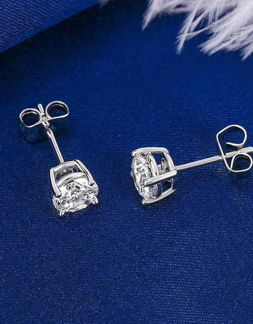 Load image into Gallery viewer, 18K White/Yellow Gold Plated Stud Earrings for Women Men 4 Prong Graduated round Clear Cubic Zirconia Hypoallergenic Earrings Set 3-8Mm
