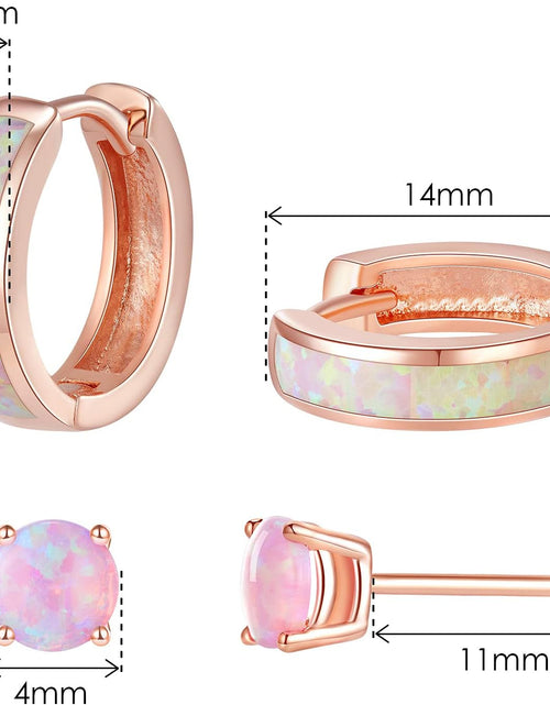 Load image into Gallery viewer, Opal Stud Huggie Hoop Earrings: Hypoallergenic 14K Gold/Silver/Rose Gold Plated Small Hoop Earrings for Women Sensitive Ears
