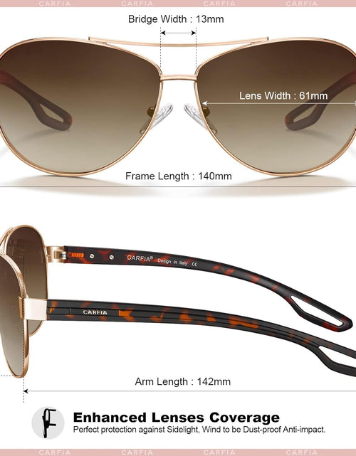 Load image into Gallery viewer, Polarized Sunglasses for Women UV Protection Ultra-Lightweight Comfort Metal Frame Driving Glasses CA3210
