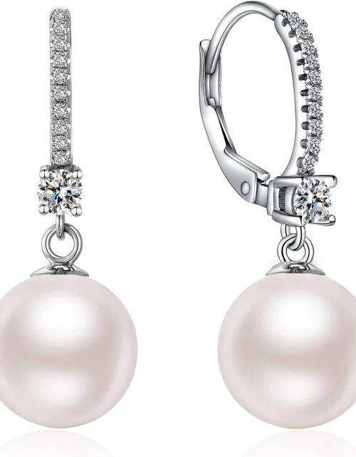 Load image into Gallery viewer, Pearl Dangle Earrings 925 Sterling Silver Pearl Earrings for Women 10Mm White/Black Pearls

