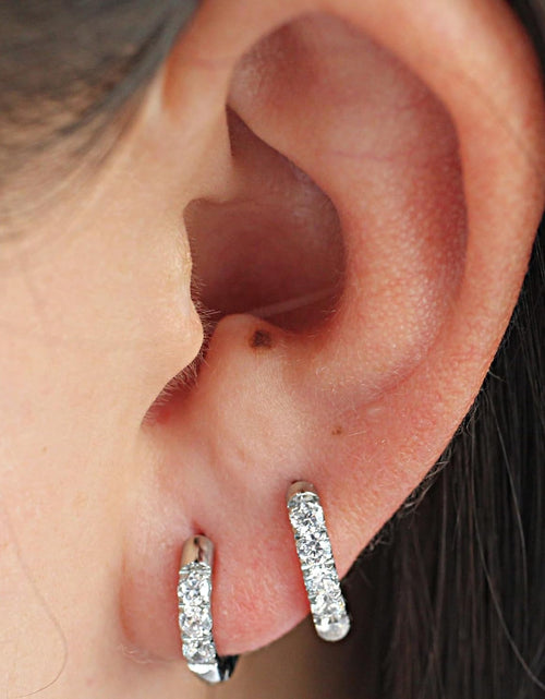 Load image into Gallery viewer, 316L Surgical Stainless Steel Huggie Hoop Earrings with Cubic Zirconia, 10G 12G 14G 8-20Mm Cartilage Lobe Earrings, 14G Piercing Jewelry
