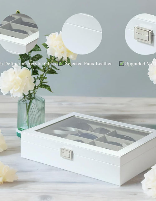 Load image into Gallery viewer, 8-Slots Eyeglass Sunglass Glasses Organizer Collector - Faux Leather Storage Case Box for Men Women&#39;S Glasses, White
