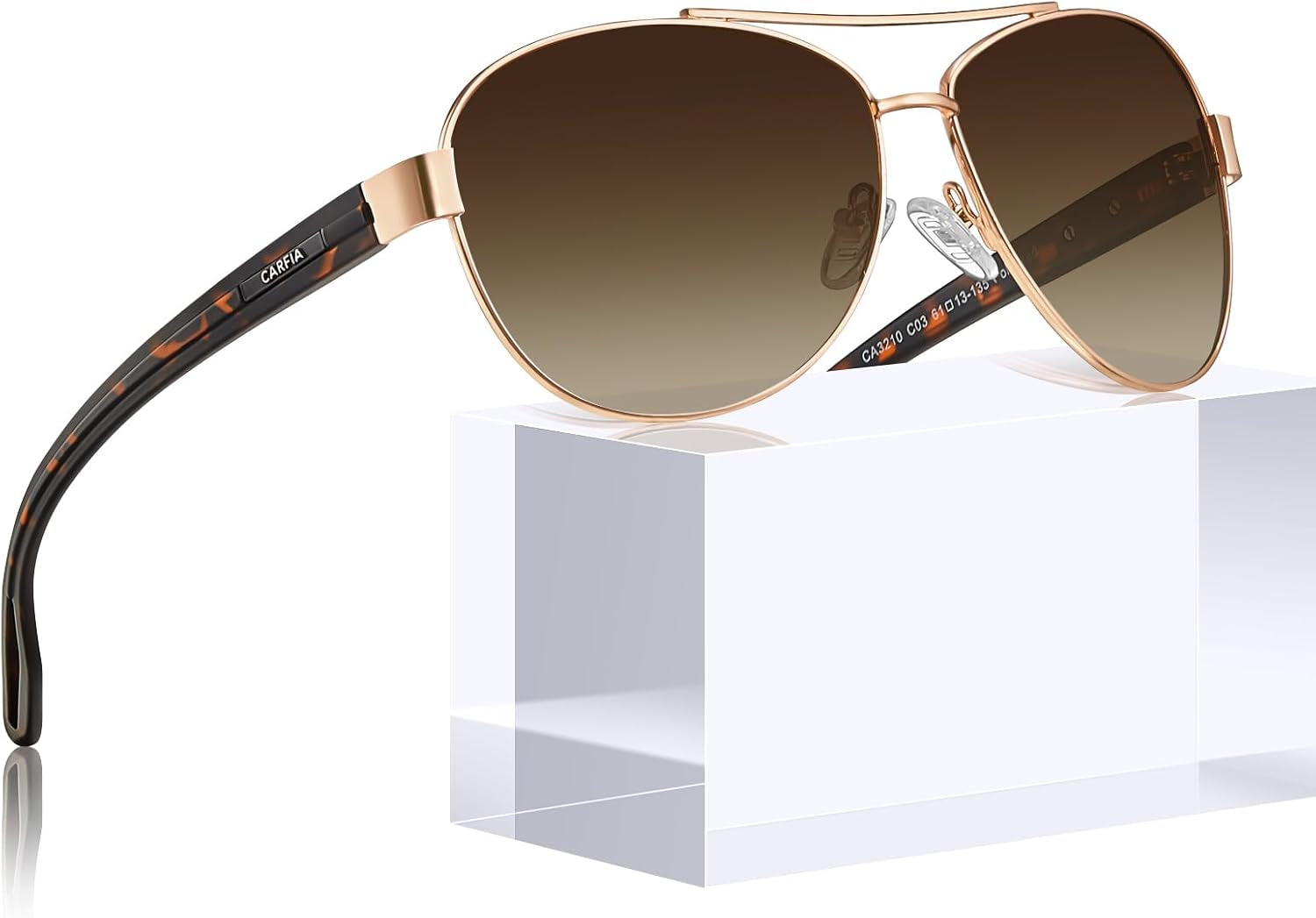 Polarized Sunglasses for Women UV Protection Ultra-Lightweight Comfort Metal Frame Driving Glasses CA3210