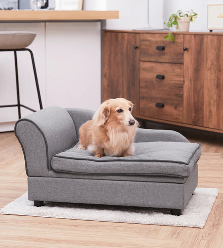Ivan Chaise Lounge Dog Bed with Storage for Pets up to 66 Lbs, Gray