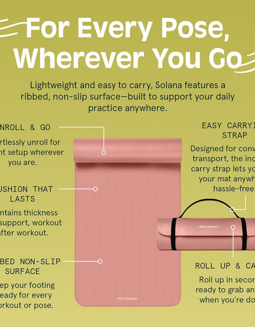 Load image into Gallery viewer, Solana Yoga Mat 1/2&quot; Thick W/Nylon Strap for Men &amp; Women - Non Slip Exercise Mat for Yoga, Pilates, Stretching, Floor &amp; Fitness Workouts

