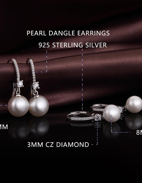 Load image into Gallery viewer, Pearl Dangle Earrings 925 Sterling Silver Pearl Earrings for Women 10Mm White/Black Pearls
