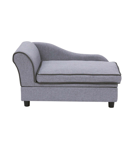 Ivan Chaise Lounge Dog Bed with Storage for Pets up to 66 Lbs, Gray