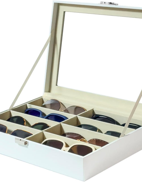 Load image into Gallery viewer, 8-Slots Eyeglass Sunglass Glasses Organizer Collector - Faux Leather Storage Case Box for Men Women&#39;S Glasses, White
