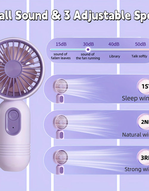Load image into Gallery viewer, Mini portable fan, handheld small fan, USB charging, 3-speed handheld fan suitable for office, outdoor travel, and camping

