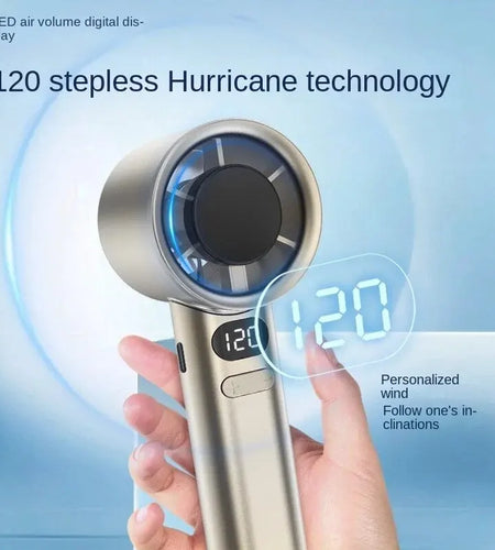 Portable Hand Fan , 120 Wind Speeds, Mini Bladeless Handheld Fan, USB Rechargeable Personal Highspeed Fans, Electric Eyelash Fan
