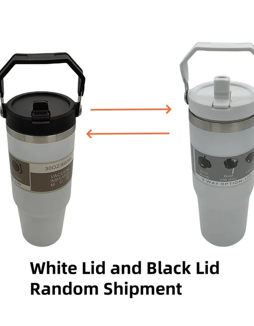 Load image into Gallery viewer, 1pc Vacuum Tumbler with Lid Stainless Steel Portable Water Bottle with Dazzling Handle Insulated Tumbler Tote Handle 20/30OZ
