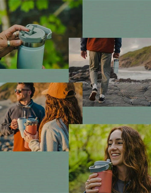 Load image into Gallery viewer, 1pc Vacuum Tumbler with Lid Stainless Steel Portable Water Bottle with Dazzling Handle Insulated Tumbler Tote Handle 20/30OZ
