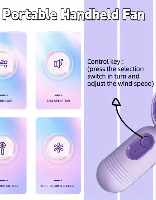 Load image into Gallery viewer, Mini portable fan, handheld small fan, USB charging, 3-speed handheld fan suitable for office, outdoor travel, and camping
