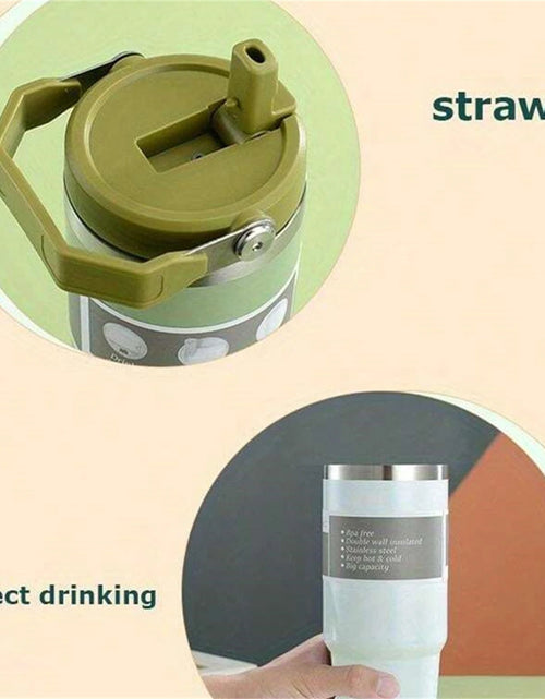 Load image into Gallery viewer, 1pc Vacuum Tumbler with Lid Stainless Steel Portable Water Bottle with Dazzling Handle Insulated Tumbler Tote Handle 20/30OZ
