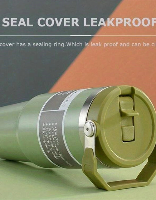 Load image into Gallery viewer, 1pc Vacuum Tumbler with Lid Stainless Steel Portable Water Bottle with Dazzling Handle Insulated Tumbler Tote Handle 20/30OZ
