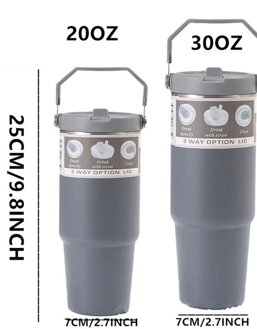 Load image into Gallery viewer, 1pc Vacuum Tumbler with Lid Stainless Steel Portable Water Bottle with Dazzling Handle Insulated Tumbler Tote Handle 20/30OZ

