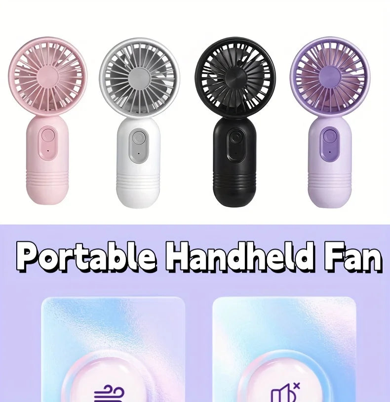 Mini portable fan, handheld small fan, USB charging, 3-speed handheld fan suitable for office, outdoor travel, and camping