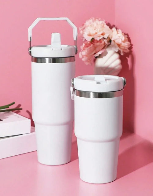 Load image into Gallery viewer, 1pc Vacuum Tumbler with Lid Stainless Steel Portable Water Bottle with Dazzling Handle Insulated Tumbler Tote Handle 20/30OZ
