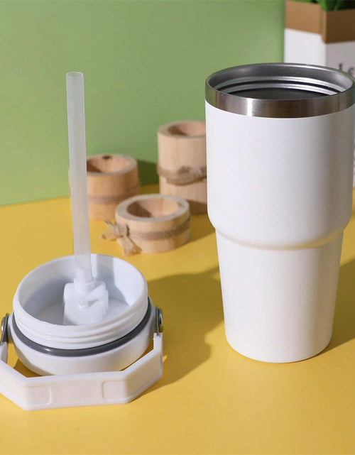 Load image into Gallery viewer, 1pc Vacuum Tumbler with Lid Stainless Steel Portable Water Bottle with Dazzling Handle Insulated Tumbler Tote Handle 20/30OZ
