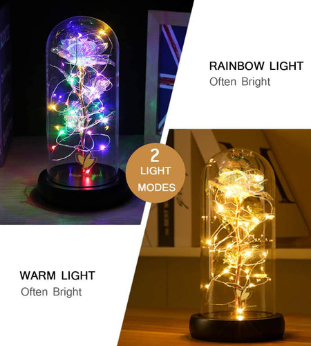 Christmas Flowers Gift for Her Galaxy Crystal Flower Rose, Artificial Flower Rose Gift Led Light String on Colorful Flower, Friend Lamps, Unique Home Decorations, Anniversary, Christmas Home Decor