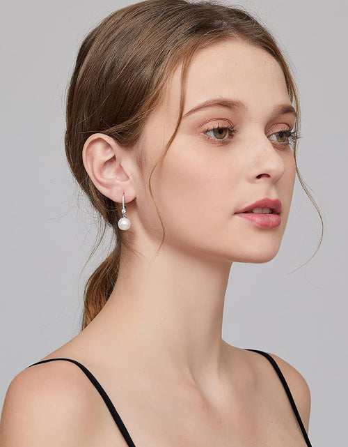 Load image into Gallery viewer, Pearl Dangle Earrings 925 Sterling Silver Pearl Earrings for Women 10Mm White/Black Pearls

