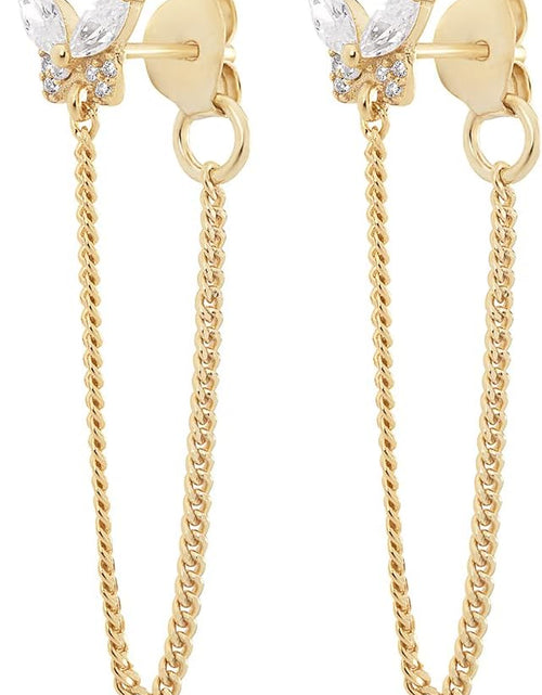 Load image into Gallery viewer, Silver &amp; Gold Chain Earrings for Women - 14K Gold Butterfly Earrings for Women &amp; More Trendy Earrings Styles - Comfortable Cute Earrings Aesthetic Jewelry
