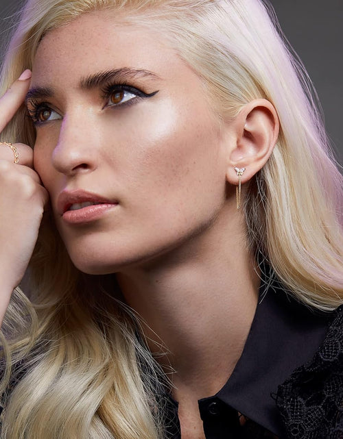 Load image into Gallery viewer, Silver &amp; Gold Chain Earrings for Women - 14K Gold Butterfly Earrings for Women &amp; More Trendy Earrings Styles - Comfortable Cute Earrings Aesthetic Jewelry
