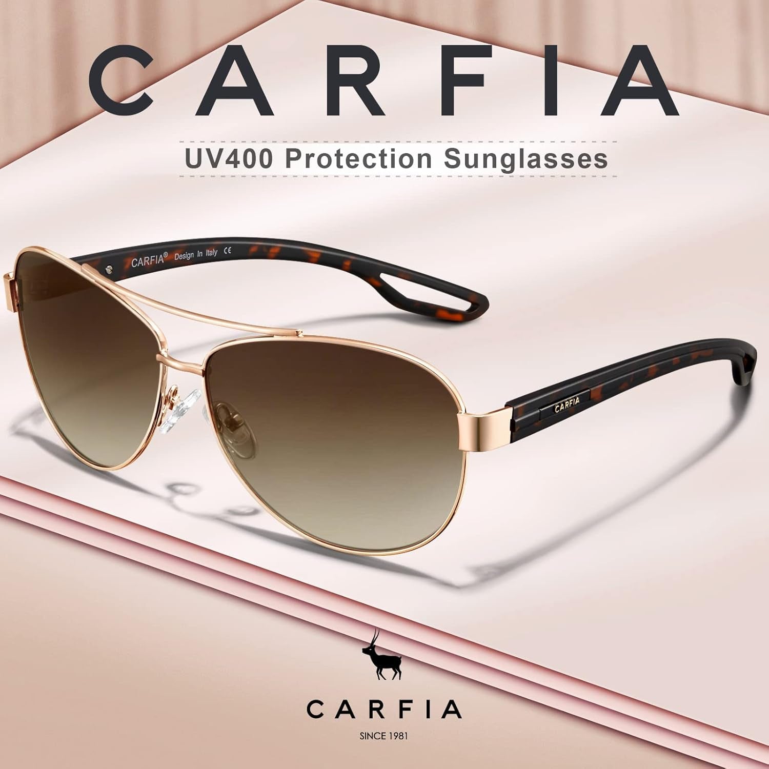 Polarized Sunglasses for Women UV Protection Ultra-Lightweight Comfort Metal Frame Driving Glasses CA3210