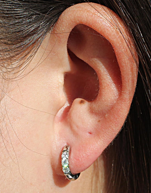 Load image into Gallery viewer, 316L Surgical Stainless Steel Huggie Hoop Earrings with Cubic Zirconia, 10G 12G 14G 8-20Mm Cartilage Lobe Earrings, 14G Piercing Jewelry
