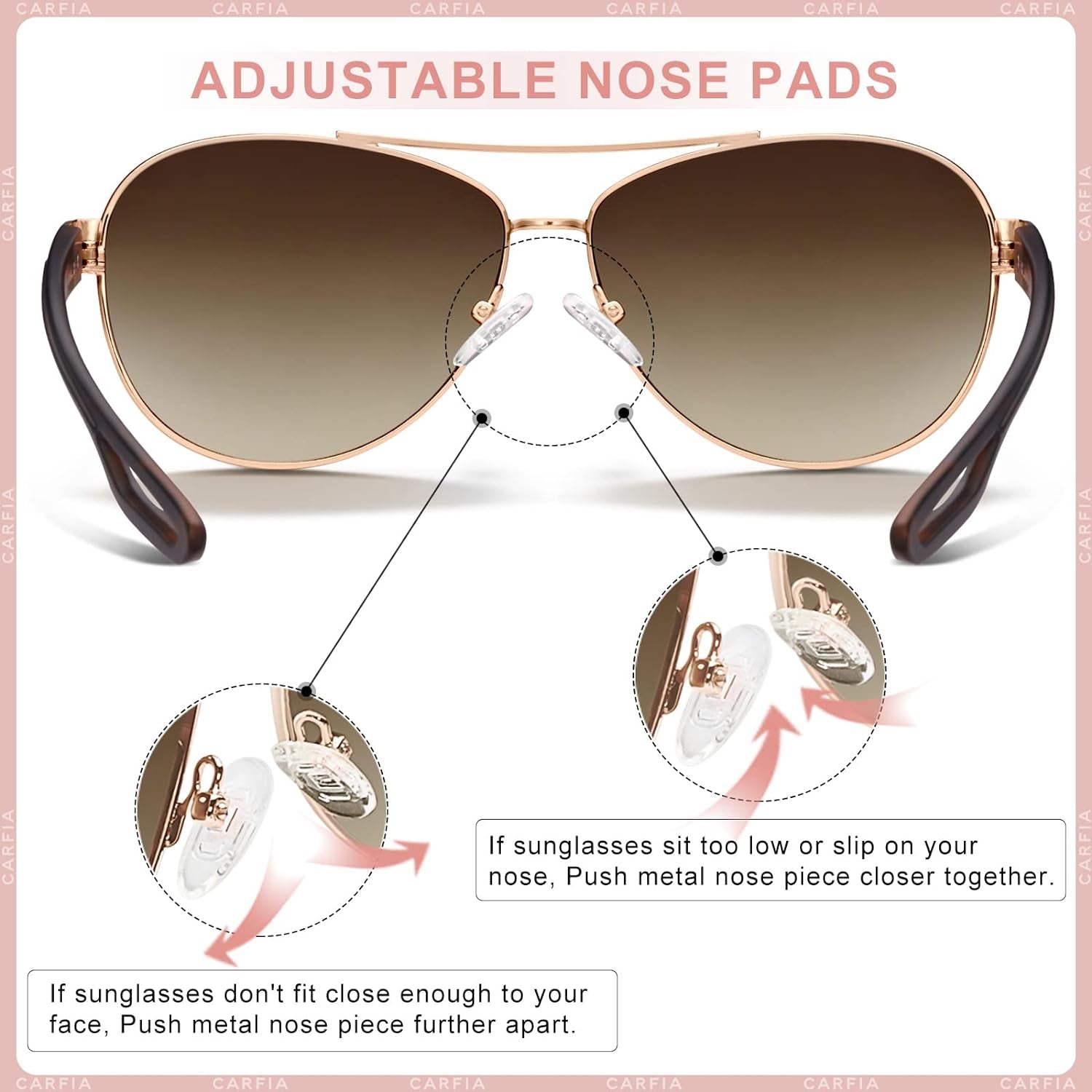 Polarized Sunglasses for Women UV Protection Ultra-Lightweight Comfort Metal Frame Driving Glasses CA3210