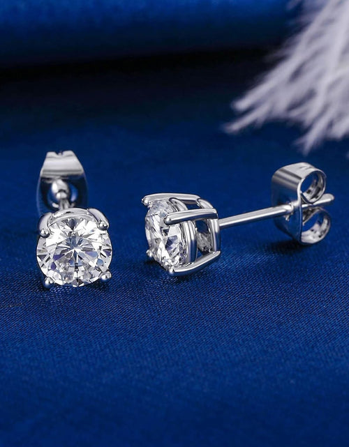 Load image into Gallery viewer, 18K White/Yellow Gold Plated Stud Earrings for Women Men 4 Prong Graduated round Clear Cubic Zirconia Hypoallergenic Earrings Set 3-8Mm
