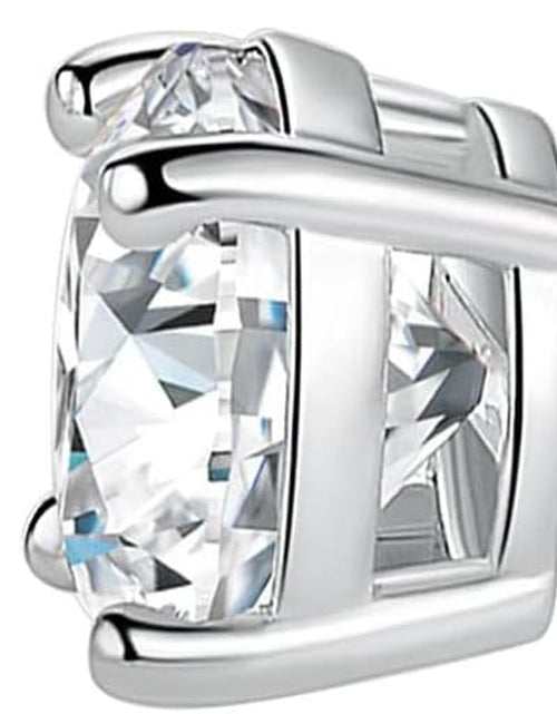 Load image into Gallery viewer, 18K White/Yellow Gold Plated Stud Earrings for Women Men 4 Prong Graduated round Clear Cubic Zirconia Hypoallergenic Earrings Set 3-8Mm
