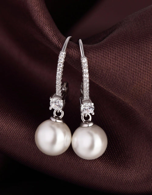 Load image into Gallery viewer, Pearl Dangle Earrings 925 Sterling Silver Pearl Earrings for Women 10Mm White/Black Pearls
