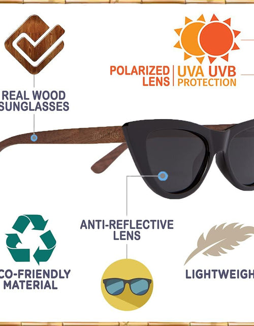 Load image into Gallery viewer, Cat Eye Black  with Polarized Lenses
