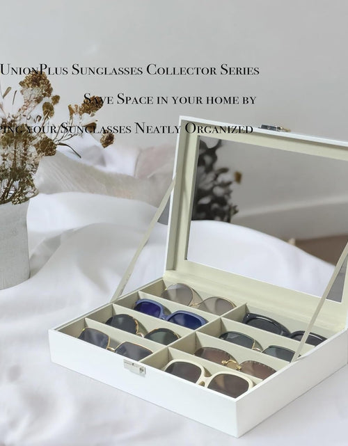 Load image into Gallery viewer, 8-Slots Eyeglass Sunglass Glasses Organizer Collector - Faux Leather Storage Case Box for Men Women&#39;S Glasses, White

