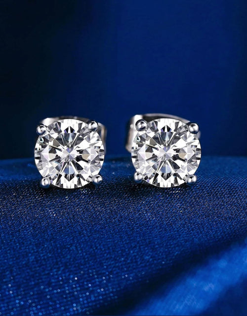 Load image into Gallery viewer, 18K White/Yellow Gold Plated Stud Earrings for Women Men 4 Prong Graduated round Clear Cubic Zirconia Hypoallergenic Earrings Set 3-8Mm
