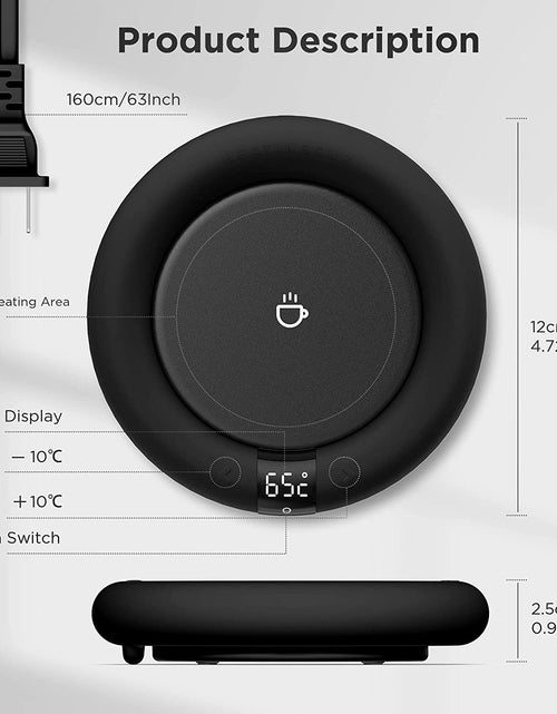 Load image into Gallery viewer, 2022 New Smart Coffee Mug Warmer for Coffee Tea, Coffee Cup Warmer for Desk, Auto Shut Off, 3 Temp up to 75℃, Touch Switch, LED Display Warmer Plate for Coffee Tea Water Milk -Coffee Gift (No Cup)
